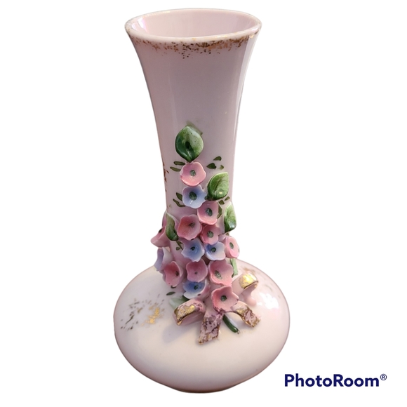 Vintage Stunning 5" Pink Norcrest Fine China 3D Bouquet Vase - Picture 1 of 5